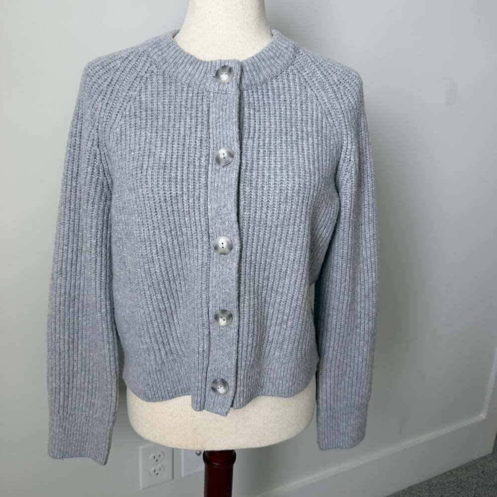 Abercrombie & Fitch Gray Chunky Ribbed Knit Button-Up Cardigan Sweater XS